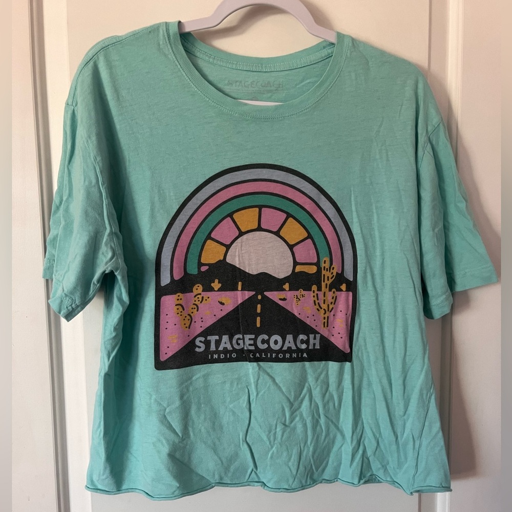 Graphic Teal Crop Top